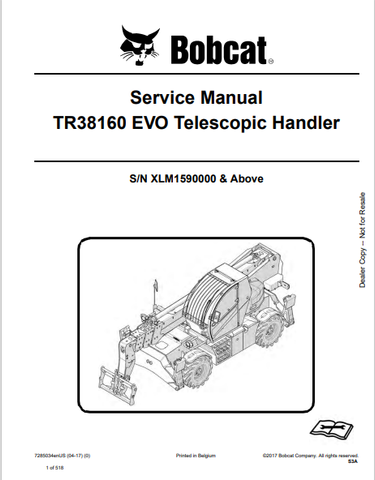 Discover the comprehensive service manual for the BOBCAT TR38160 EVO Telescopic Handler. Download the PDF file (7285034) for expert maintenance guidance.