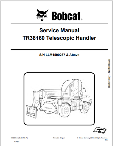 Discover the comprehensive service manual for the BOBCAT TR38160 telescopic handler. Download the PDF file for detailed maintenance and repair guidance.