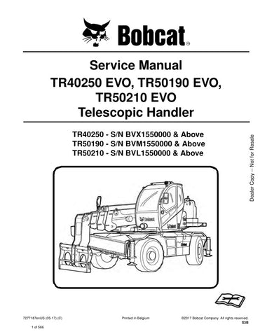 Enhance your maintenance capabilities with the BOBCAT TR40250 EVO, TR50190 EVO, and TR50210 EVO Service Manual (7277187) in PDF format. This comprehensive guide provides detailed instructions, diagrams, and troubleshooting tips to ensure your equipment operates at peak performance. Perfect for both seasoned professionals and DIY enthusiasts, this manual is an essential resource for efficient repairs and upkeep, saving you time and money. Download your copy today and keep your Bobcat machinery running smooth