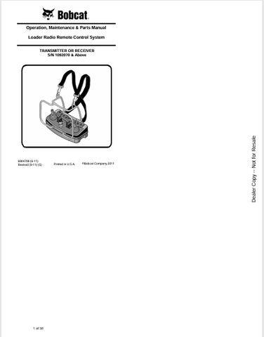 Discover the comprehensive PDF manual for BOBCAT transmitter and receiver loader radio remote control systems. Access operation, maintenance, and parts details.