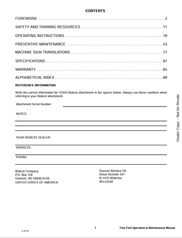 BOBCAT TREE (6904886ENUS) OPERATION AND MAINTENANCE MANUAL PDF FILE