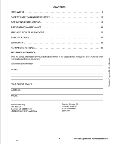 BOBCAT TREE (6904886ENUS) OPERATION & MAINTENANCE MANUAL PDF DOWNLOAD