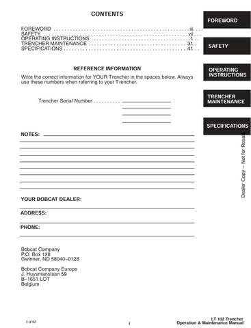 BOBCAT TRENCHER (6901226) OPERATION AND MAINTENANCE MANUAL PDF FILE