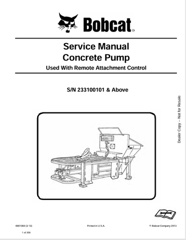 Discover the comprehensive service manual for the Bobcat used with remote attachment concrete pump control (6901060). Download the PDF for expert guidance.
