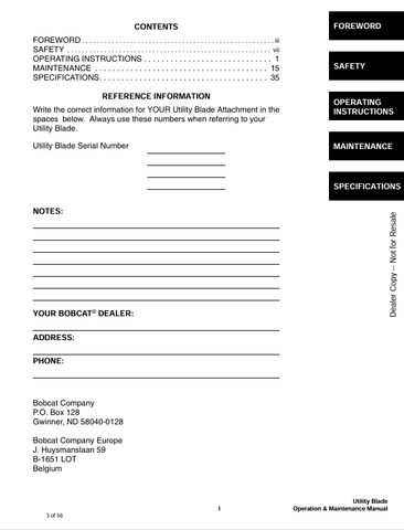 BOBCAT UTILITY (6901251) OPERATION AND MAINTENANCE MANUAL PDF FILE