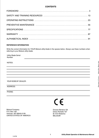 BOBCAT UTILITY (6990065) OPERATION AND MAINTENANCE MANUAL PDF FILE