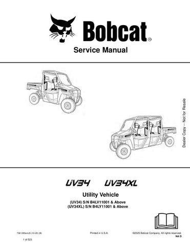 Enhance your maintenance routine with the BOBCAT UV34, UV34XL B4LV11001, B4LY11001 & UP Utility Vehicle Service Manual (PDF File). This comprehensive guide provides detailed instructions and diagrams to ensure your utility vehicle operates at peak performance. With easy-to-follow troubleshooting tips and maintenance schedules, you can save time and reduce costly repairs. Perfect for both seasoned mechanics and DIY enthusiasts, this digital manual is an essential resource for keeping your BOBCAT in top shape