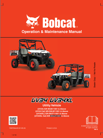 Discover the comprehensive operation and maintenance manual for the BOBCAT UV34 and UV34XL utility vehicles. Download the PDF for essential guidelines.