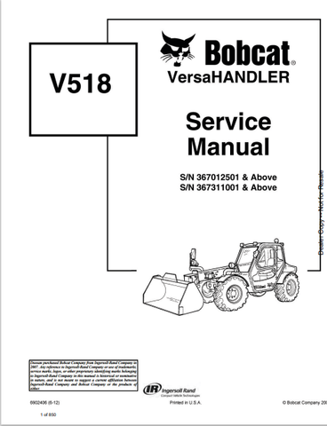 Discover the comprehensive service manual for the BOBCAT V518 Versahandler (6902406). Download the PDF for expert guidance and maintenance tips.