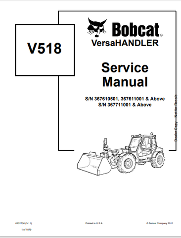 Discover the comprehensive service manual for the BOBCAT V518 Versahandler (6902756). Download the PDF for expert guidance and maintenance tips.