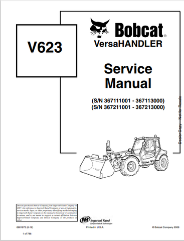  Discover the comprehensive service manual for the BOBCAT V623 Versahandler (6901675). Download the PDF for expert guidance and maintenance tips.