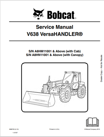 Discover the comprehensive service manual for the BOBCAT V638 Versahandler (6986763). Download the PDF for expert guidance and maintenance tips. 