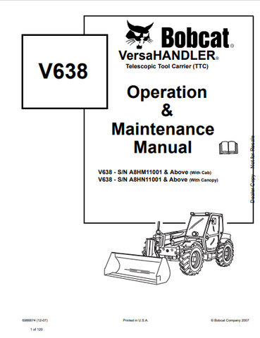 Discover the comprehensive operation and maintenance manual for the BOBCAT V638 Versahandler Telescopic Tool Carrier. Download the PDF for essential insights.
