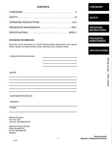 BOBCAT VIBRATORY (6570634) OPERATION AND MAINTENANCE MANUAL PDF FILE