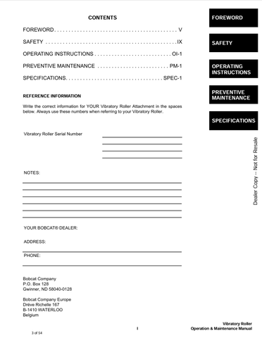 BOBCAT VIBRATORY (6570634) OPERATION & MAINTENANCE MANUAL PDF DOWNLOAD