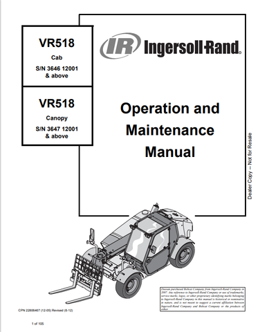 Discover the comprehensive operation and maintenance manual for the BOBCAT VR518, featuring both cab and canopy options. Download the PDF now for expert guidance.