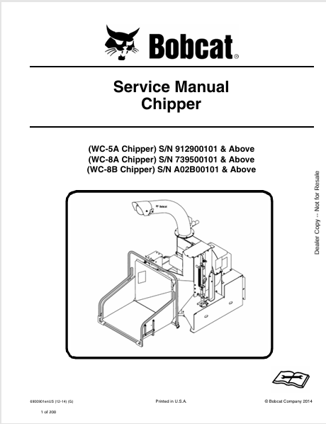 Discover the comprehensive service manual for BOBCAT WC-5A, WC-8A, and WC-8B chipper models. Download the PDF file for expert guidance and maintenance tips.