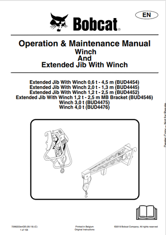 Discover the comprehensive PDF manual for the Bobcat winch and extended jib. Learn about operation and maintenance to enhance your equipment's performance.