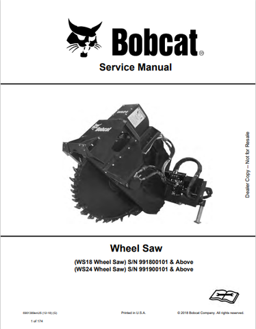 Discover the comprehensive service manual for BOBCAT WS18 and WS24 Wheel Saws. Download the PDF file (6901389) for essential maintenance and repair guidance.
