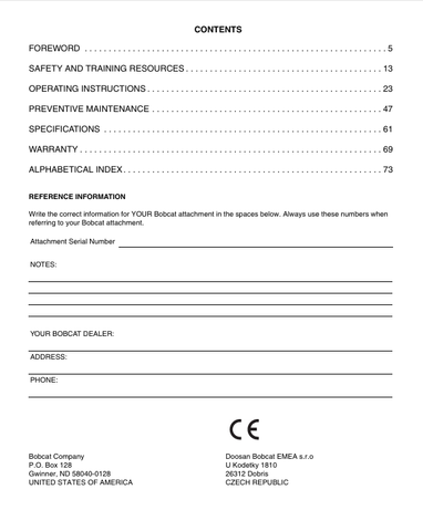 BOBCAT WS32 (6989784ENGB) OPERATION & MAINTENANCE MANUAL PDF DOWNLOAD