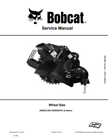 Discover the comprehensive service manual for the BOBCAT WS32 Wheel Saw (6989785). Download the PDF for detailed maintenance and repair guidance.