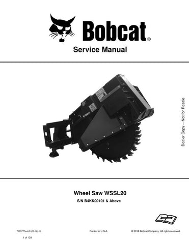 Unlock the full potential of your BOBCAT WSSL20 Wheel Saw with the comprehensive service manual (B4KK00101 & UP) in PDF format. This essential guide, part number 7335777, provides detailed instructions, troubleshooting tips, and maintenance procedures to ensure your equipment operates at peak performance. With easy navigation and clear illustrations, you'll have the knowledge you need to keep your wheel saw running smoothly and efficiently, saving you time and money on repairs. Don't miss out on this