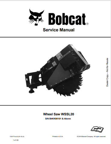 Discover the comprehensive service manual for the BOBCAT WSSL20 Wheel Saw (7335777). Download the PDF for detailed maintenance and repair guidance.
