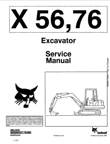  Discover the comprehensive service manual for the BOBCAT X56,76 Excavator (6570475). Download the PDF for expert guidance and maintenance tips.