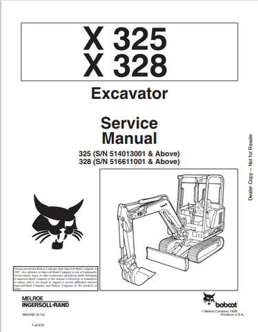 Discover the comprehensive service manual for BOBCAT X 325 and X 328 excavators. Download the PDF file (6724546) for expert maintenance and repair guidance.