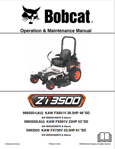  Discover the comprehensive BOBCAT ZT3500 Operation & Maintenance Manual (4178849) in PDF format. Ensure optimal performance and longevity of your equipment.