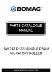 Discover the essential BOMAG BW 212 D (2A) Single Drum Vibratory Roller Parts Catalogue Manual, designed specifically for the efficient maintenance and repair of your equipment. This comprehensive manual covers parts from 101400820101 to 101400820186, ensuring you have access to all necessary components for optimal performance.
