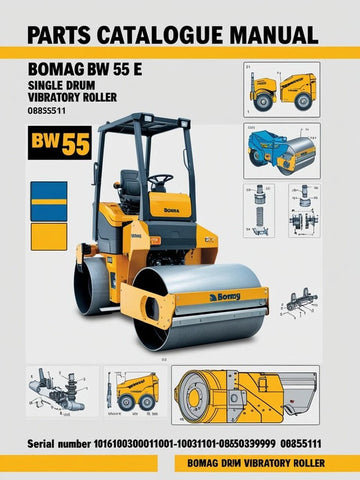 With clear illustrations and part numbers, this manual simplifies the process of identifying and ordering the right components for your roller. Whether you're a seasoned professional or a DIY enthusiast, this catalogue is an invaluable tool that enhances your understanding of the BOMAG BW 55 E, helping you keep your machinery in top condition.