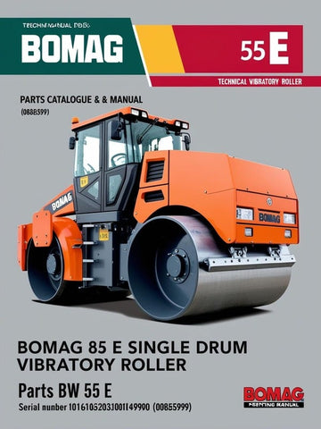 Discover the essential BOMAG BW 55 E Single Drum Vibratory Roller Parts Catalogue Manual, designed specifically for models 101620341001 to 101620349999. This comprehensive manual is your go-to resource for understanding the intricate components and assembly of your vibratory roller, ensuring optimal performance and longevity.
