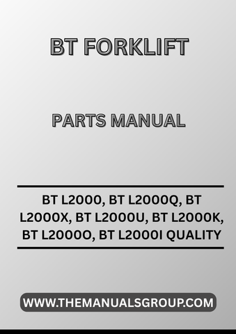 Discover the ultimate resource for maintaining your BT Forklift Truck with the comprehensive Quality Parts Manual for models BT L2000, BT L2000Q, BT L2000X, BT L2000U, BT L2000K, BT L2000O, and BT L2000I. This PDF file is designed to provide you with detailed information on all essential components, ensuring your forklift operates at peak performance.