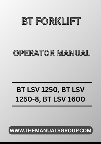  Enhance your operational efficiency with the BT Forklift Truck Operator Manual, specifically designed for the BT LSV 1250, BT LSV 1250-8, and BT LSV 1600 models. This comprehensive PDF file serves as an essential resource for operators, providing detailed instructions and guidelines to ensure safe and effective use of your forklift.