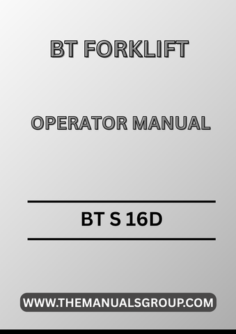 Discover the essential BT Forklift Truck BT S 16D Operator Manual, now available in a convenient PDF format. This comprehensive guide is designed to enhance your operational efficiency and ensure the safe handling of your forklift. With clear instructions and detailed illustrations, you’ll have all the information you need at your fingertips.