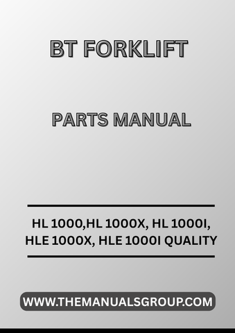 Discover the ultimate resource for maintaining your BT Forklift Truck with our comprehensive Quality Parts Manual. This PDF file covers models HL 1000, HL 1000X, HL 1000I, HLE 1000X, and HLE 1000I, providing you with detailed information on parts and specifications to ensure optimal performance.