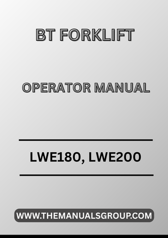 Discover the essential BT Forklift Truck LWE180 and LWE200 Operator Manual, now available in a convenient PDF format. This comprehensive guide is designed to enhance your operational efficiency and ensure the safe handling of your forklift trucks. With easy navigation and clear instructions, you can quickly access vital information whenever you need it.