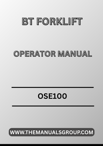 Discover the essential BT Forklift Truck OSE100 Operator Manual, now available in a convenient PDF format. This comprehensive guide is designed to enhance your operational efficiency and ensure the safe handling of your forklift. With easy navigation and clear instructions, you can quickly access vital information whenever you need it.