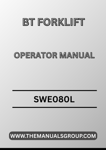 Discover the essential BT Forklift Truck SWE080L Operator Manual, now available in a convenient PDF format. This comprehensive guide is designed to enhance your operational efficiency and ensure the safe handling of your forklift. With easy navigation and clear instructions, you can quickly access vital information whenever you need it.