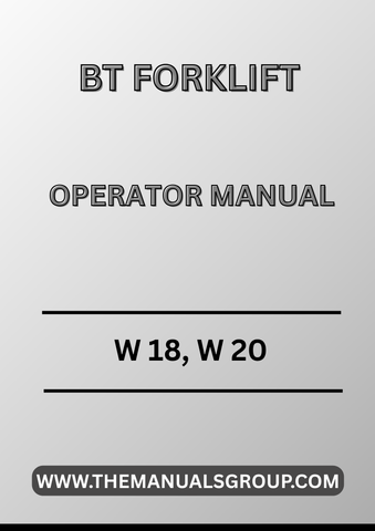 Enhance your operational efficiency with the BT Forklift Truck W 18 and W 20 Operator Manual, now available in a convenient PDF format. This comprehensive guide is designed to provide you with essential information on the safe and effective use of your forklift, ensuring optimal performance and longevity.
