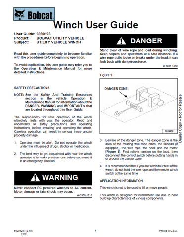 Bobcat Winch User Guide Manual 6990128 enUS Download PDF - Manual labs