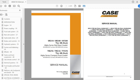 Unlock the full potential of your CASE IH equipment with the comprehensive Service Manual for the SR210, SR240, SV280 Skid Steer Loaders and TR270, TR310, TV370 Compact