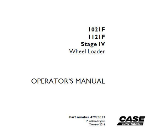 Discover the essential CASE 1021F / 1121F Stage IV Wheel Loader Operator’s Manual, designed to enhance your operational efficiency and safety. This comprehensive PDF file serves as a vital resource for both new and experienced operators, providing detailed instructions and insights into the features of your wheel loader.