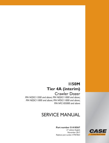 Unlock the full potential of your CASE 1150M Tier 4A Crawler Dozer with our comprehensive Service Manual (51418567) in PDF format. This essential guide provides detailed insights into maintenance, troubleshooting, and repair procedures, ensuring your equipment operates at peak performance. With easy navigation and clear illustrations, you can quickly find the information you need to keep your dozer running smoothly and efficiently. Invest in this invaluable resource today and enhance the longevity and relia