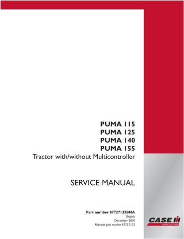 Enhance your tractor maintenance with the CASE 115, 125, 140, 155 Tractor Service Manual (Part Number: 87727132BNA). This comprehensive guide is designed specifically for these models, providing you with detailed instructions and diagrams to ensure your equipment runs smoothly and efficiently.