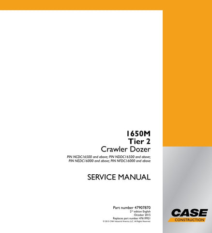 Unlock the full potential of your CASE 1650M Crawler Dozer with the comprehensive Tier 2 Service Manual (Part Number: 47907870). This PDF file is an essential resource for operators and technicians, providing detailed instructions, schematics, and troubleshooting tips to ensure optimal performance and maintenance of your equipment. With easy navigation and clear illustrations, you can quickly find the information you need to keep your dozer running smoothly and efficiently. Invest in this manual today to 