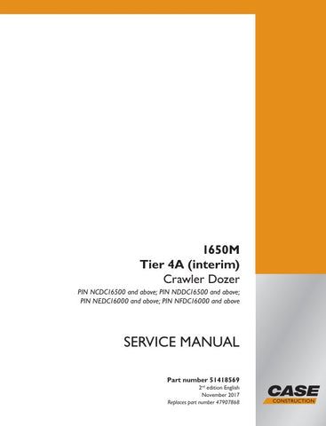 Enhance your maintenance capabilities with the CASE 1650M Tier 4A (Interim) Crawler Dozer Service Manual (51418569) in PDF format. This comprehensive guide provides detailed insights into the operation, troubleshooting, and repair of your dozer, ensuring optimal performance and longevity. With easy navigation and clear illustrations, you can quickly access essential information to keep your equipment running smoothly. Invest in this invaluable resource to minimize downtime and maximize productivity on your