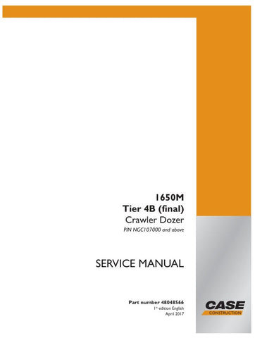 Discover the ultimate resource for maintaining your CASE 1650M Tier 4B (Final) Crawler Dozer with the comprehensive service manual (part number 48048566). This essential guide is designed to provide you with detailed instructions, diagrams, and troubleshooting tips to ensure your dozer operates at peak performance.