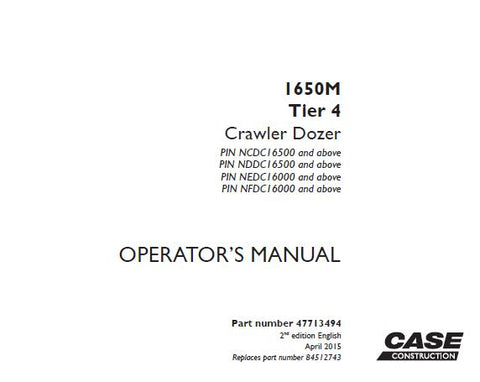  Enhance your operational efficiency with the CASE 1650M Tier 4 Crawler Dozer Operator’s Manual. This comprehensive PDF file is designed to provide you with essential information and guidelines to maximize the performance of your dozer. Whether you are a seasoned operator or new to the machinery, this manual is an invaluable resource for understanding the features and capabilities of your equipment.
